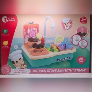 NEW "Cute Stone" KIDS Play Kitchen Stove Sink 25pcs